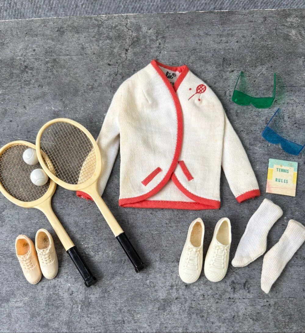 Vintage Barbie Ken Tennis Lot Mattel Tagged Jacket Rackets Shoes Accessories